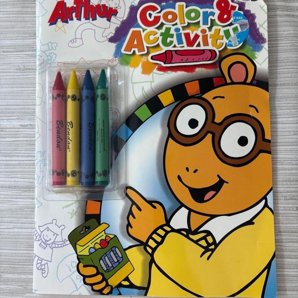 Y2K NEW ARTHUR color and activity book with crayons